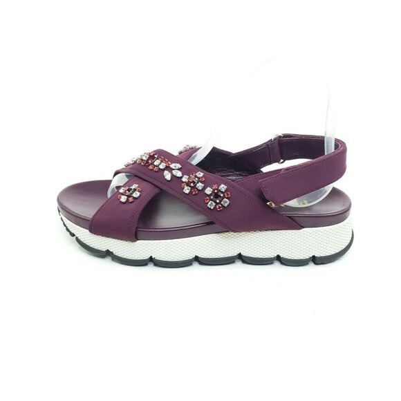 Prada Jeweled Sport Sandal Purple Fabric Crystal Platform Womens EUR 40/US 10 - Picture 1 of 11